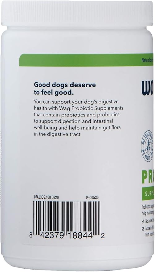 Amazon Brand - Wag Probiotic Supplement Chews for Dogs, Supports Digestive Health and Gut Flora, Natural Duck Flavor, 160 Count, Pack of 1-PawvioPets