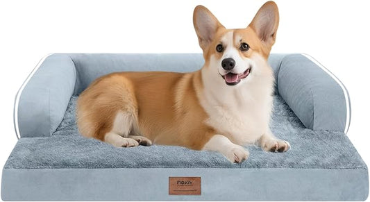 Dog Bed Medium Size Dog-Orthopedic Waterproof Bed for Dogs,Foam Couch Sofa with Washable Removable Cover & Non-Slip Bottom-Grey-PawvioPets