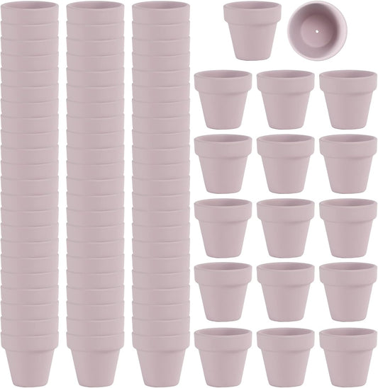 80 Pcs Small Mini Pink Clay Pots 2.1'' Terracotta Pot Clay Ceramic Pottery Planter Cactus Flower Pots Succulent Nursery Pots- Great for Window Boxes, Cactus, Plants, Crafts, Wedding Favors