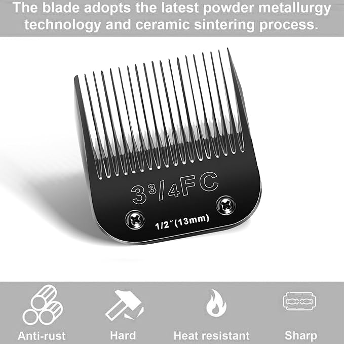 3FC Blades Dog Grooming Blades Compatible with Andis/Oster A5/Wahl KM-10 Series Dog Clippers,Detachable Clipper Replacement Blade,Black (3FC/3PCS)-PawvioPets