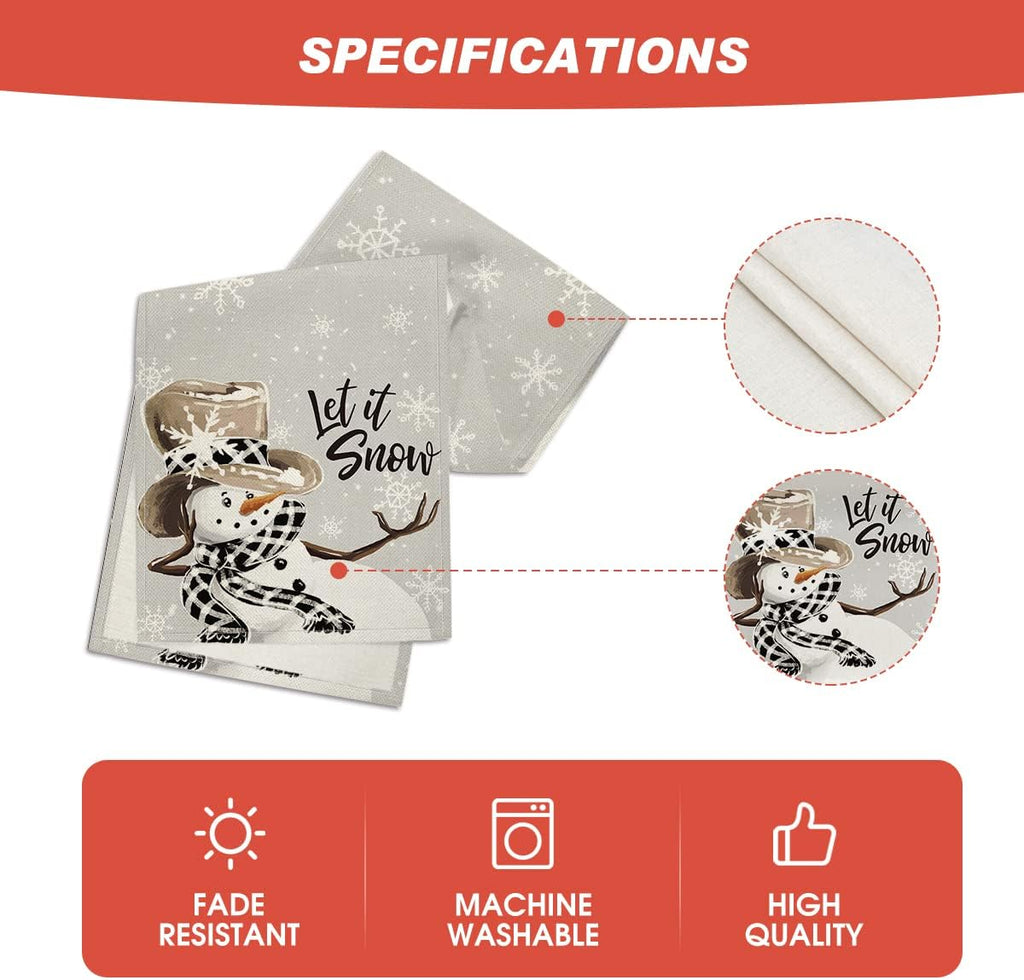 Artoid Mode Grey Snowman Snowflake Let it Snow Christmas Table Runner, Seasonal Winter Kitchen Dining Table Decor for Home Party Indoor 13x48 Inch