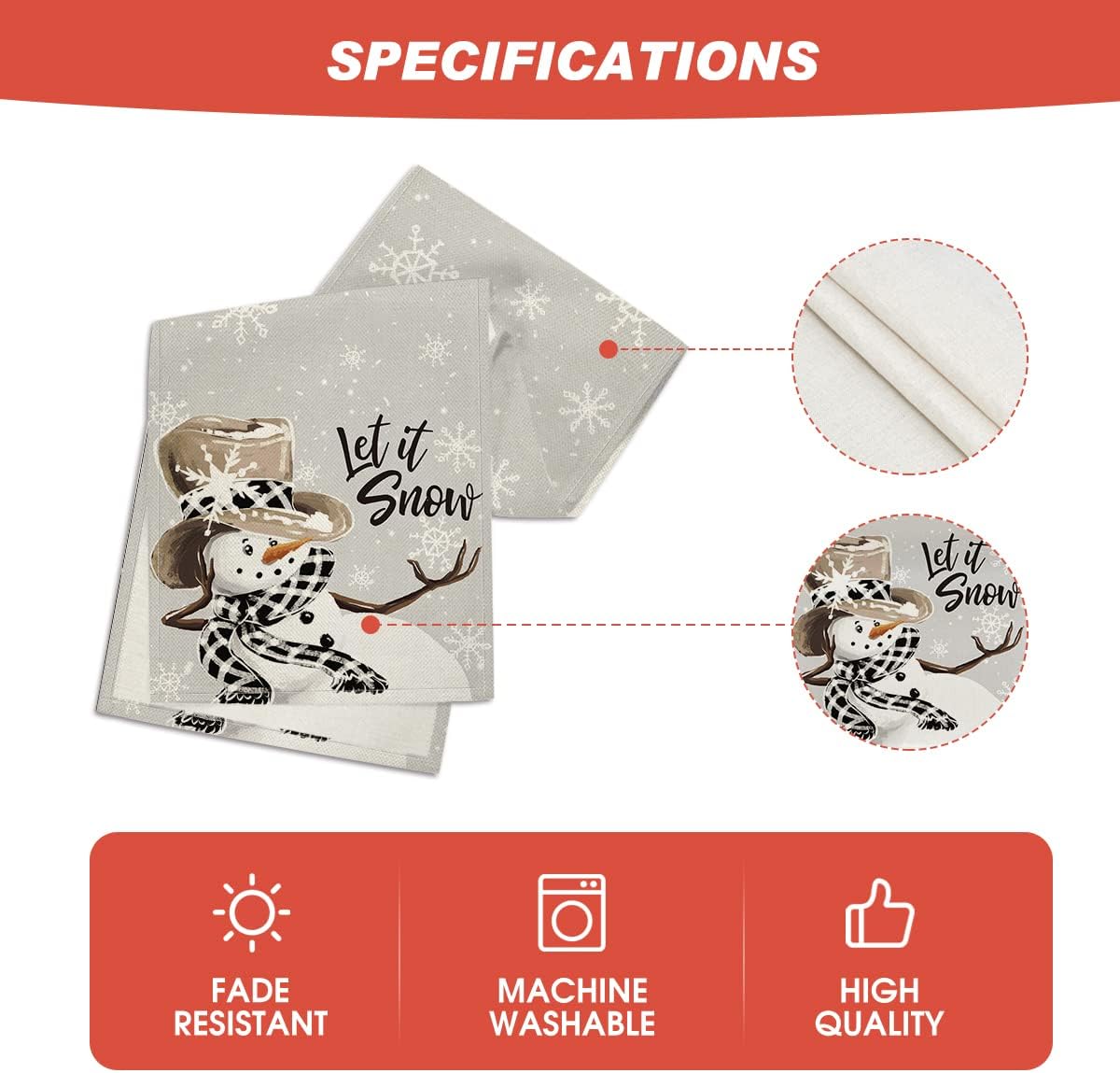 Artoid Mode Grey Snowman Snowflake Let it Snow Christmas Table Runner, Seasonal Winter Kitchen Dining Table Decor for Home Party Indoor 13x90 Inch