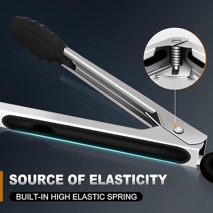 17 & 12 Inch Extra Long Kitchen Tongs with Silicone Tips, Heat Resistant 600 Degrees Silicone Tong, Stainless Steel Tongs for Cooking, Food, Bbq, Grilling, Barbecue, Dishwasher 2 Pack-PawvioPets