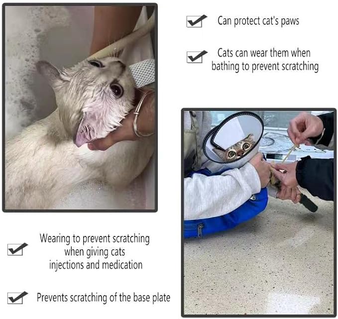 4 PCS Cat Mittens to Prevent Scratching,Mesh Breathable Cat Shoes,Adjustable Cats Anti Scratch Gloves,Suitable for Cats When Bathing and Nail Trimming(M,Black)-PawvioPets