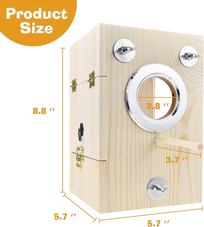 Bird Nest Box Parakeet Breeding Nest Box Bird Nest House Wooden Acrylic Transparent Breeding Box for Finch Lovebirds Cockatiel Budgie Conure Parrot-PawvioPets