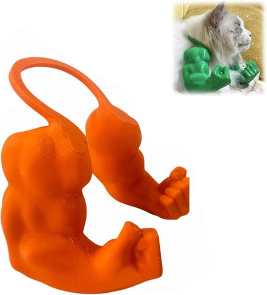 Funny Cat Muscle Arm, 3D Print Cat Neck Arm with Muscles, Funny Pet Prop Boom Arm, for Kitten Birthday Party Supplies(Orange)-PawvioPets