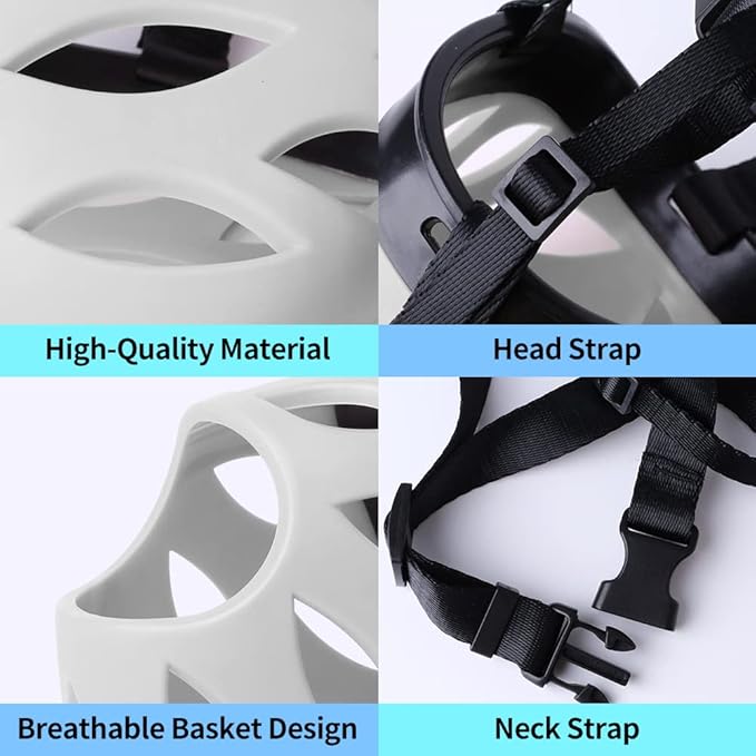 Dog Muzzle, Breathable Basket Muzzles for Small, Medium, Large and X-Large Dogs, Prevent Barking, Biting, Chewing Dog Mouth Cover Gray-PawvioPets