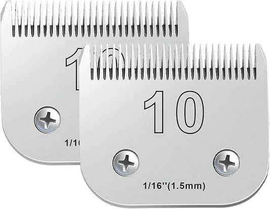 2PCS 10 Blades Dog Grooming Blades Compatible with Andis Dog Clippers,Dog Clipper Blades Compatible with Oster A5,Wahl km10 Dog Clippers for Animal Dog Cat Horse,Stainless-Steel Blade Sharp-PawvioPets