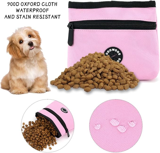 COOWONE Dog Treat Pouch with Pet Training Clicker, Detachable Dog Puppy Training Treat Bag, 900D Oxford Cloth Magnetic Closure Small Dog Walking Bag for Travel or Outdoor Use-PawvioPets