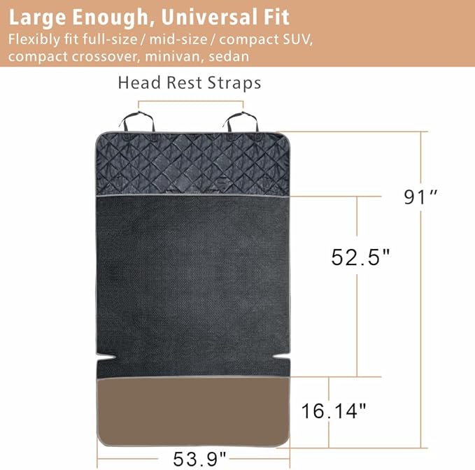 F-color SUV Cargo Liner for Dogs, Water Resistant Pet Cargo Cover Dog Seat Cover Mat for SUVs Sedans Vans with Bumper Flap Protector, Non-Slip, Large Size Universal Fit, Brown-PawvioPets