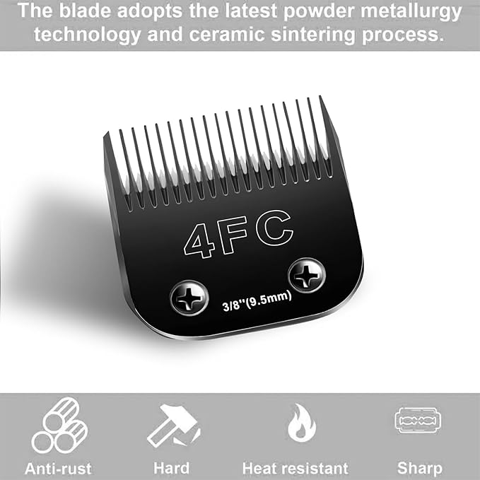 4FC Blades Dog Grooming Blades Compatible with Andis/Oster A5/Wahl KM-10 Series Dog Clippers,Detachable Clipper Replacement Blade,Black(4FC/2PCS)-PawvioPets