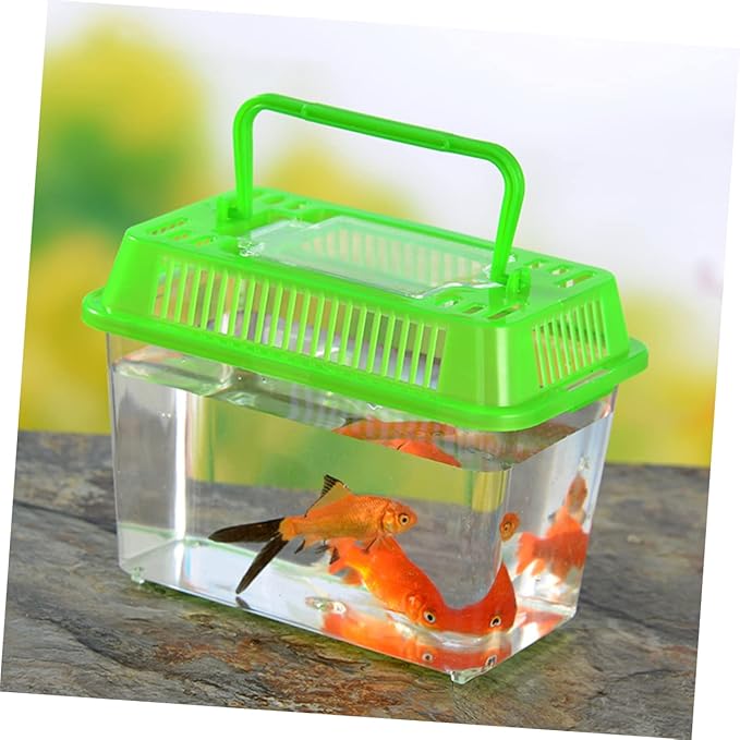 Betta Fish Tank LED Fish Tank Plastic Aquarium Gallon Fish Bowl Small Betta Tank Fish Box with Portable Goldfish Bowl Frog Suite Travel Green Portable Fish Tank Travel-PawvioPets