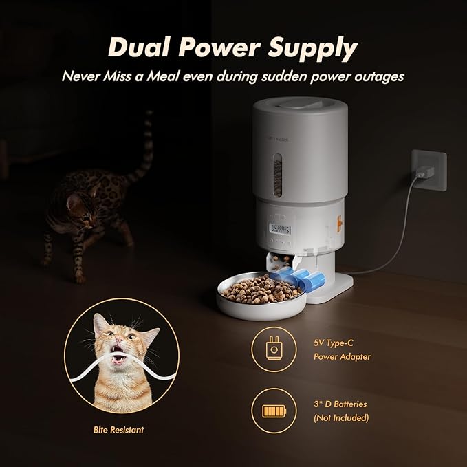 Automatic Cat Feeder - 5L Anti-Clog Cat Food Dispenser with Freshness Preservation, 1-6 Meals/Day, Programmable Portions, 10s Voice, 180-Day Battery Life, Auto Pet Feeder for Multi Cats & Dogs-PawvioPets