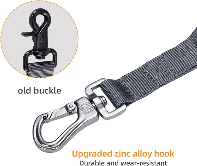 EXCELLENT ELITE SPANKER Tactical Bungee Dog Leash Military Adjustable Dog Leash Quick Release Elastic Leads Rope with 2 Control Handle（Grey-PawvioPets
