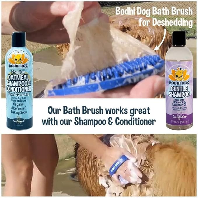 Bodhi Dog Shampoo Brush - Pet Grooming & Bath Supplies for Dogs and Cats - Bath Brush for Long & Short Hair - Premium Scrubber for Shower, Bathing & Massage (Two Pack, Blue)-PawvioPets