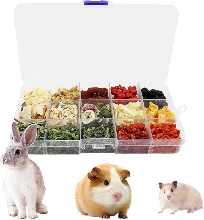Bunny Treats, Treat Box with 15 Kind of Snacks for Rabbit, Hamster, Chinchilla, Guinea Pig and Other Small Pets, Chinchilla Treats, Guinea Pig Treats, Hamster Treats-PawvioPets