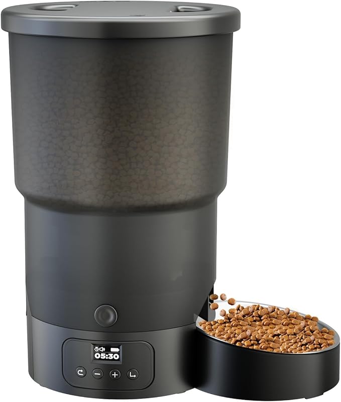 Gimars 5L/20 Cups Automatic Cat Feeder, Programmable 1-6 Meals Cat Food Dispenser with Stainless Steel Bowl, Easy Setup, Dual Power Supply,10s Meal Call Timed Pet Feeder for Cats and Small Dogs-PawvioPets