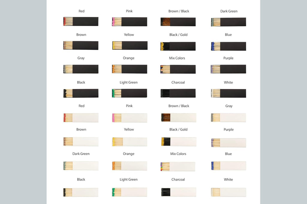 10 Boxes - Customized Matchboxes Colorful Tips (Wedding Design #5, 4" Matchboxes) (2" Matchsticks, Wedding Design #1)