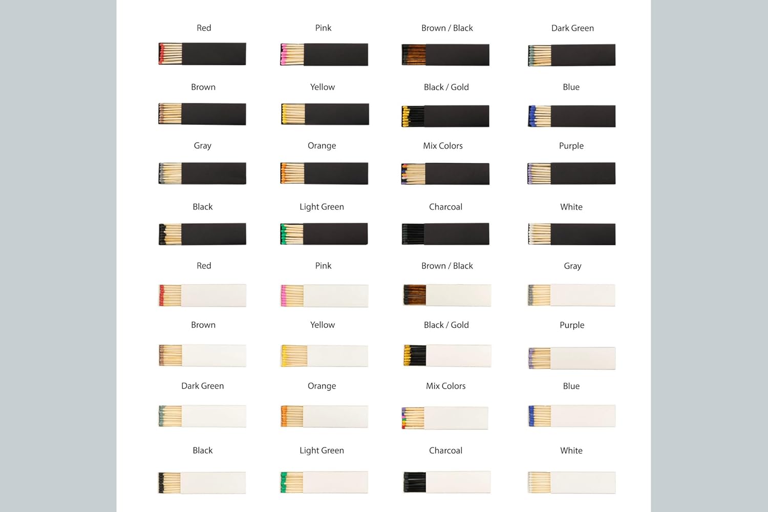 10 Boxes - Customized Matchboxes Colorful Tips (Wedding Design #5, 4" Matchboxes) (2" Matchsticks, Wedding Design #1)