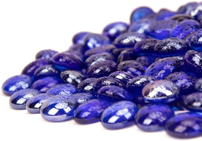 18 LB Fire Glass Beads Fireglass Drops for Gas Fire Pit Fireplace Cobalt Blue Luster Reflective Decorative Glass Gems Rocks Pebbles Stone for Vase Fillers Aquarium Fish Tank Decoration (Cobalt Blue)-PawvioPets