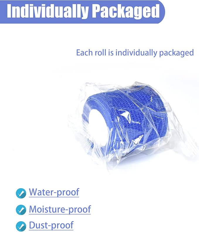 9 Pack 2" x 5 Yards Self Adhesive Bandage Wrap Self Stick Wrap for Ankle, Wrist, Finger, Sports, Breathable Cohesive Vet Tape for Pets (D Dark Blue)-PawvioPets