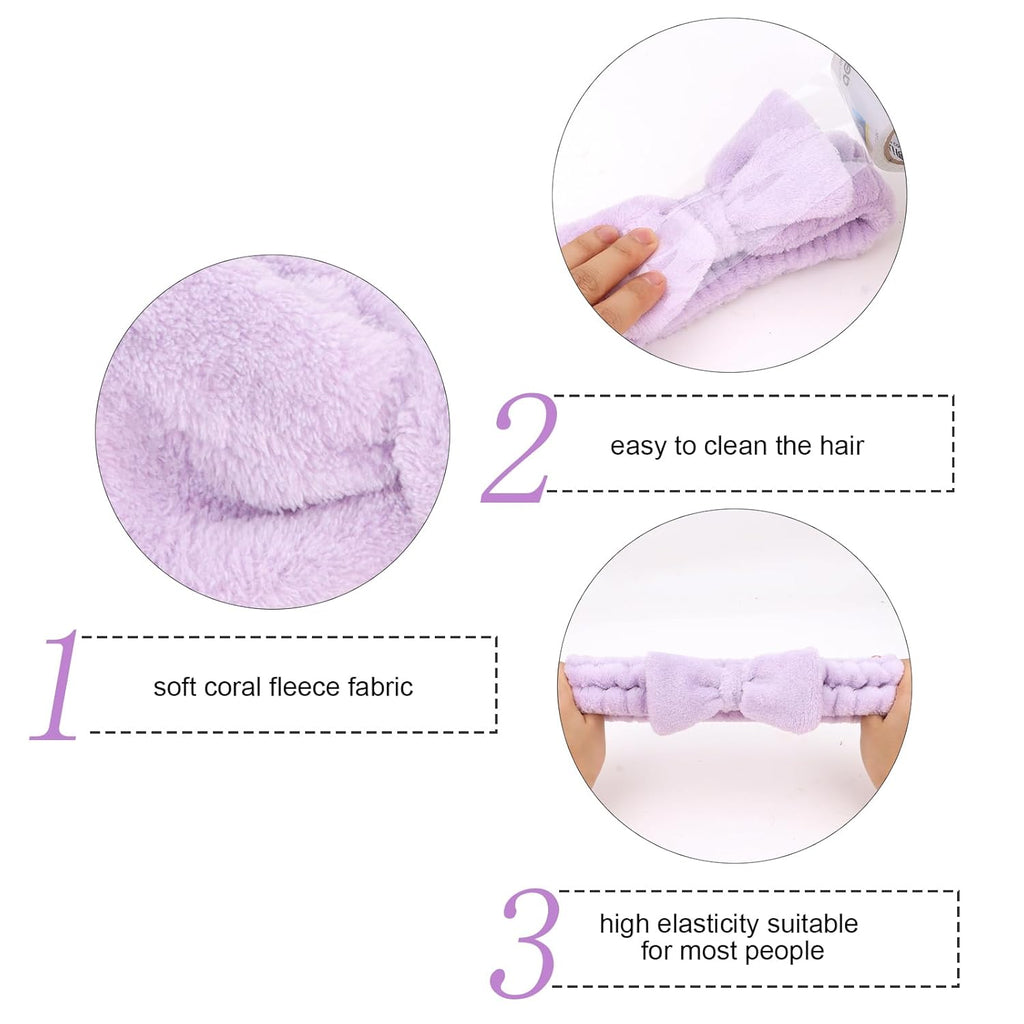 Semato Bachelorette Party Favor Set - Bride & Bridesmaid Spa Headbands (1 Bride + 7 Purple)