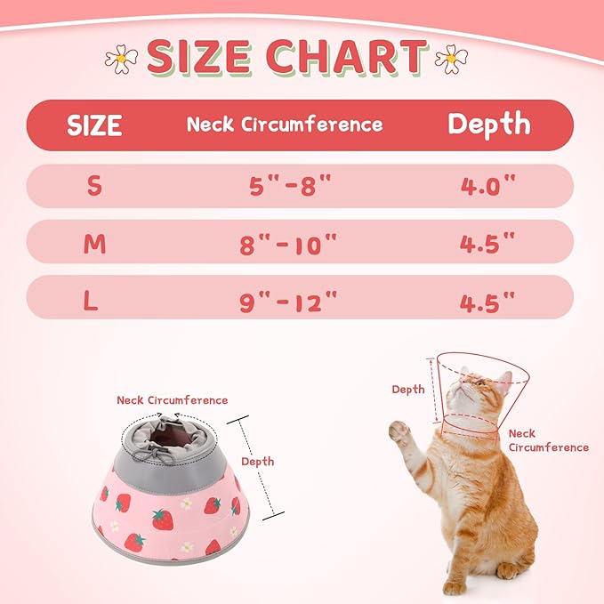 Cat Cone Collar Soft to Stop Licking, Adjustable, Foldable Lightweight Kitten Cones After Surgery Recovery for Cats & Kittens, Cat Cone Alternative (Pink, M)-PawvioPets