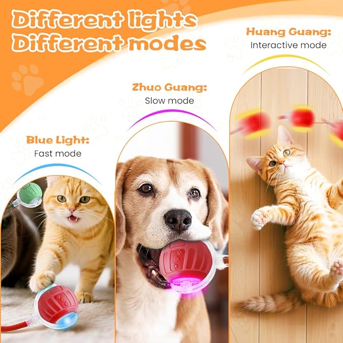 2026 New Interactive Pet Toy Ball, Smart Interactive Toy Ball for Cats & Dogs, Electric Rolling Pet Toy Ball, Rechargeable Interactive Cat Toys for Bored Indoor Cats Kittens to Keep Busy (Green)-PawvioPets