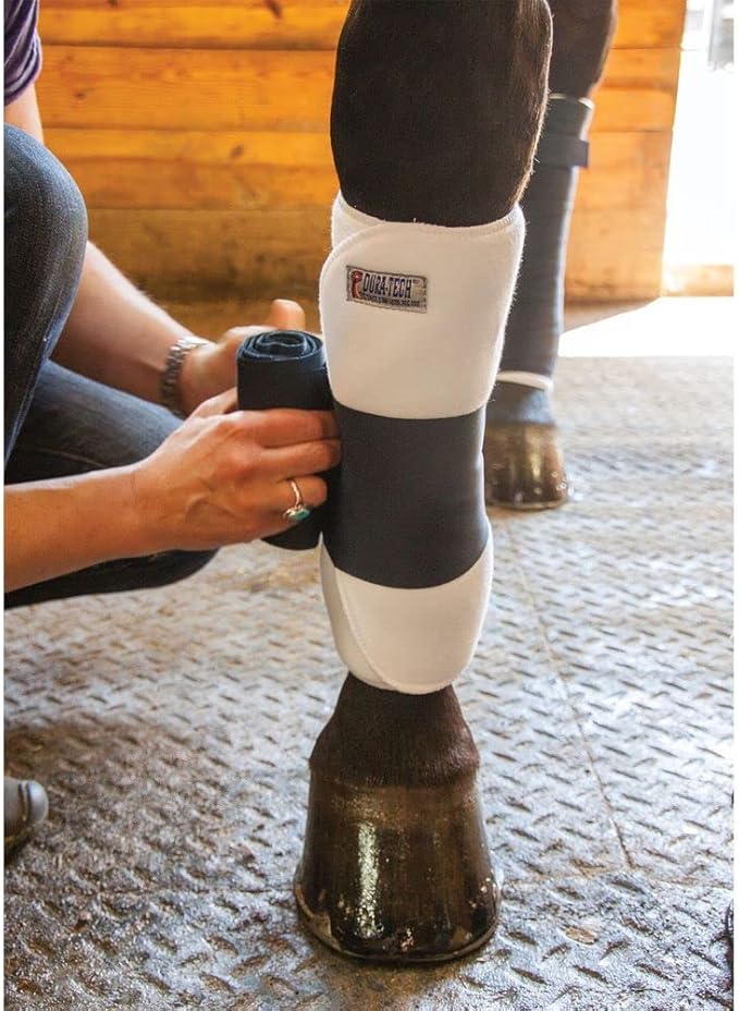 Dura-Tech Tekno-Dri No Bow Leg Wraps for Horses | Size 16" | Enhanced with Tekno-Dri | Sweat-Absorbing | Ideal for Stall Wrapping & Trailering | 30" Long | Sold in Pairs-PawvioPets
