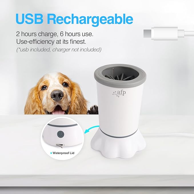 ALL FOR PAWS Low Noise Automatic Dog Paw Cleaner Electric Dog Paw Washer Cup for Dog Muddy Claws, USB Rechargeable Pet Foot Washer for Small and Medium-Sized Dogs-PawvioPets