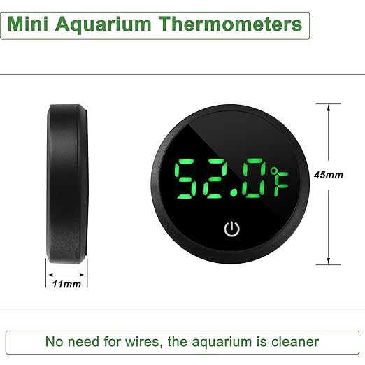Aquarium Thermometer Digital Fish Tank Thermometer Led Display Fish Tank Temperature Gauge Accurate Thermometer to ±1℉ for Betta Axolotl Turtle Tank (with Spare Battery)-PawvioPets