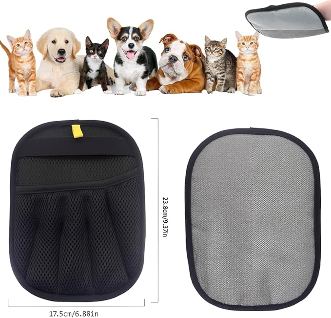 Double-Sided Pet Hair Removal Gloves - Reusable Static Removal Grooming Gloves for Dogs & Cats, Efficient Fur Removal Tool for Furniture, Carpet, Car Seats, Sofa, Bedding & Clothes (1 Pack)-PawvioPets