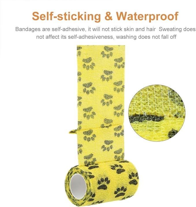 AUPCON Vet Wrap Cohesive Bandages Bulk Self Adhesive Bandage Wrap Self Adherent Wrap Non-Woven for Dogs Pet Animals & Ankle Sprains & Swelling 2 Inch x 5 Yards (3 Inch Claw)-PawvioPets