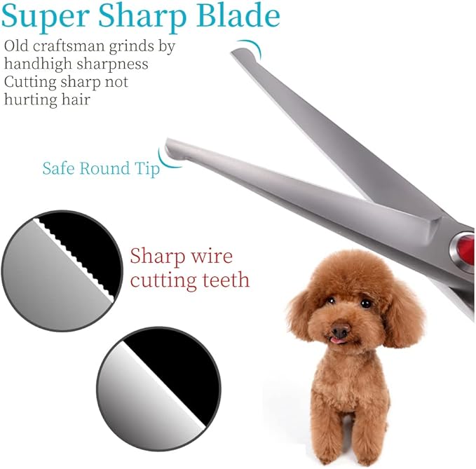 4.5" Straight Dog Scissors for Grooming Face and Paws with Safety Round Tip for Small Dogs Cats Face Paw Ears Trimmer Cat Grooming Scissors(4.5" Straight, Gray)-PawvioPets