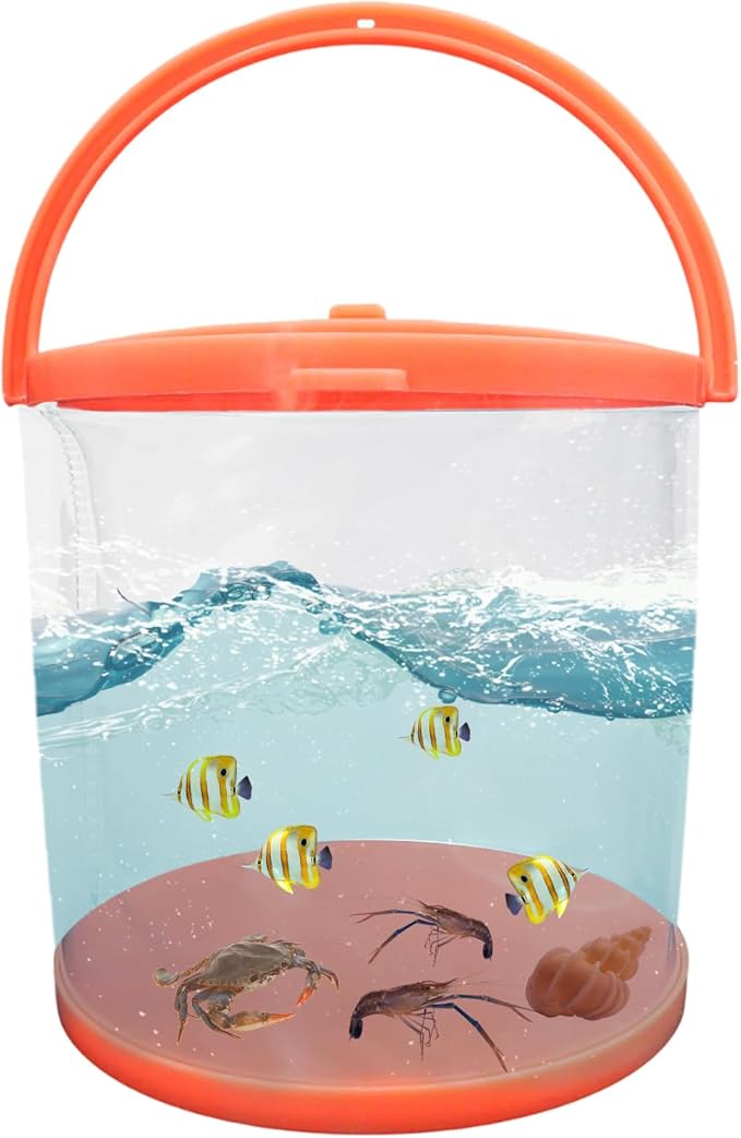 Foldable Small Aquarium, Portable Fish Tank, Fish Transport Container, Plasitc Fish Bowl, Beginner Tank, Great Concept for Catching and Release Critters, Beach, Pool and Lake-PawvioPets
