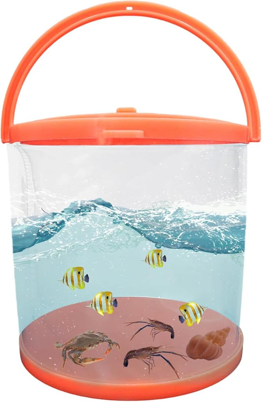 Foldable Small Aquarium, Portable Fish Tank, Fish Transport Container, Plasitc Fish Bowl, Beginner Tank, Great Concept for Catching and Release Critters, Beach, Pool and Lake (Red, Large)-PawvioPets