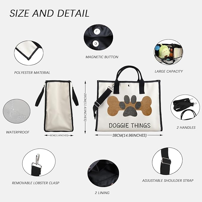 FOTAP Dog Owner Shopping Tote - Dog Park Bag and Doggie Gift-PawvioPets