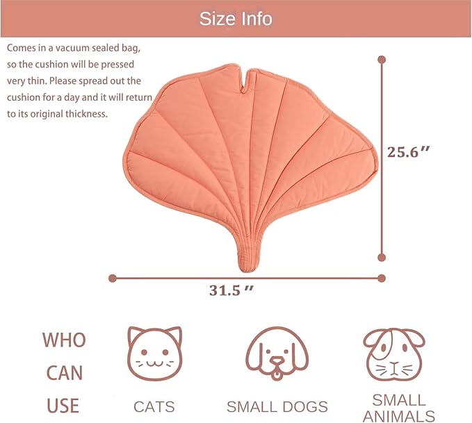31 X 25 Inch Leaf Shaped Cotton Cat Bed Pad, Warming Cat Mat, Pet Warming Pad for Cats, Warmer Mat for Feral and Indoor Cats, 2025 Enlarged and Thickened Leaf Beds-PawvioPets