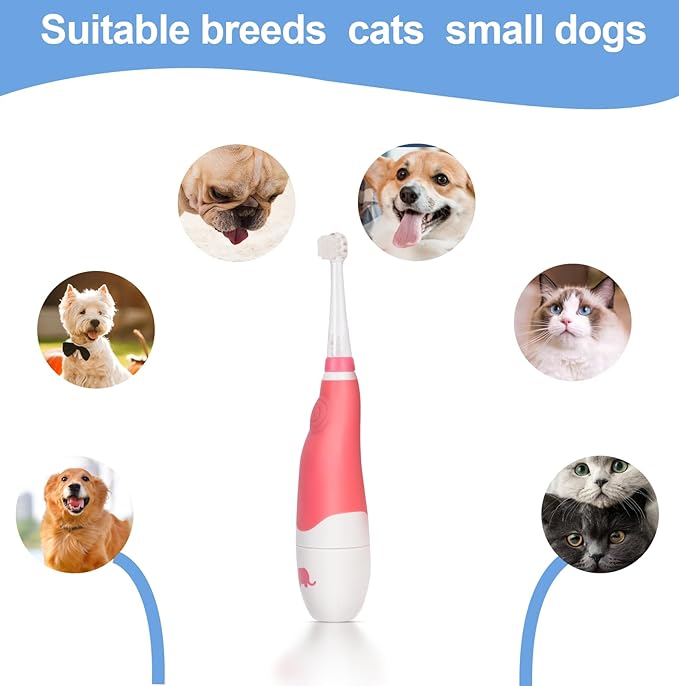 Dog/Cat Electric Toothbrush, Pet Electric Toothbrush with Searchlight/Soft Bristles, Suitable for Small Dogs and Cats-PawvioPets
