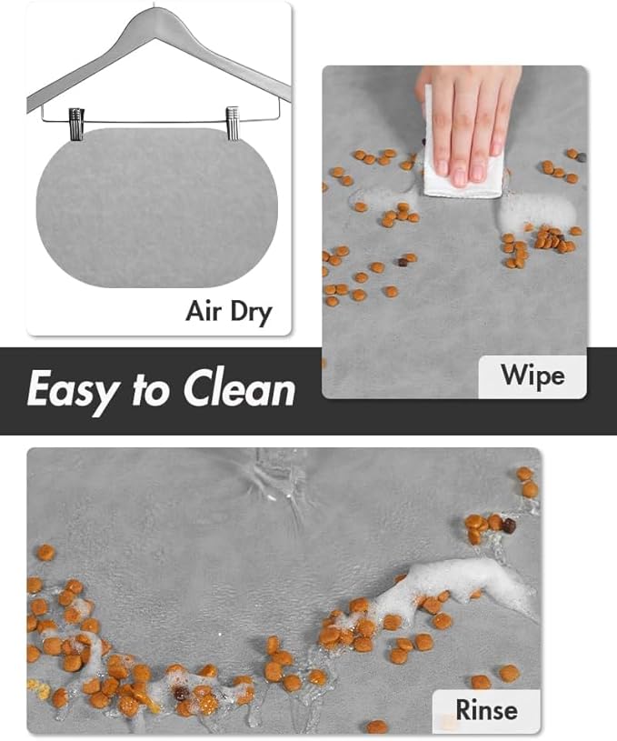 Absorbent Dog Food Mat-Dog Mat for Food and Water Bowl, Quick Dry Pet Food Mat, No Stains Cat Feeding mat, Pet Accessories Pet Supplies-Cat Water Bowl Mat for Messy Drinkers-PawvioPets