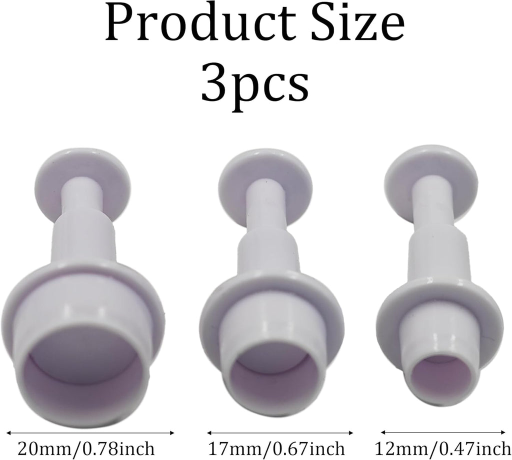 pson 3Pcs Plunger Cookie Cutter Set, Mini Plastic Biscuit Molds for Cake Decorating, Baking, Fondant, and DIY Crafts(Round)