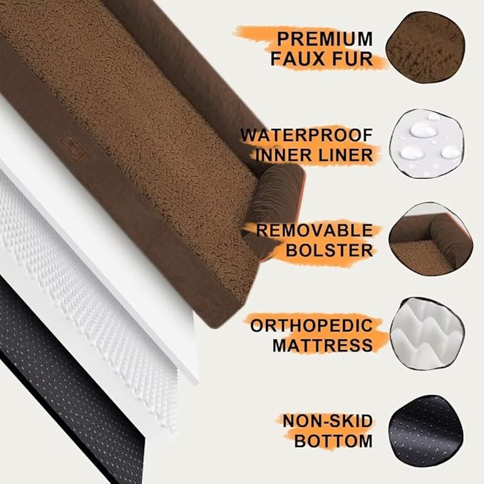 Dog Bed Medium Size Dog-Orthopedic Waterproof Bed for Dogs,Foam Couch Sofa with Washable Removable Cover & Non-Slip Bottom-Coffee-PawvioPets