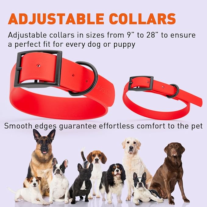 Dogline Biothane Waterproof Dog Collar Strong Coated Nylon Webbing with Black Hardware Odor- Proof for Easy Care Easy to Clean High Performance Fits Small Medium or Large Dogs, Cherry Red-PawvioPets