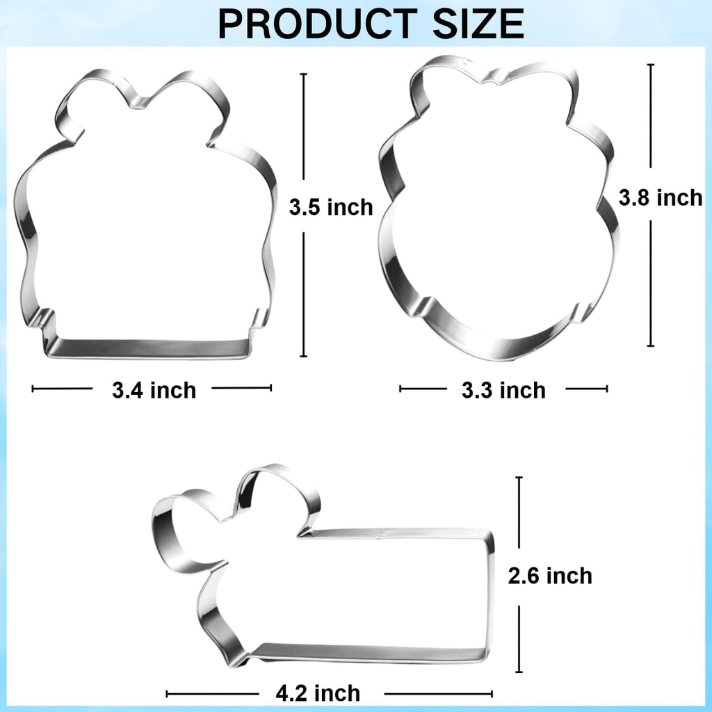Large Plaque Cookie Cutter Set with Bow- 4 Inch-Square, Oval, Retangle-Dishwasher Safe - Perfect for Baby Shower, Birthday, Wedding, Graduation, and Holiday Cookies