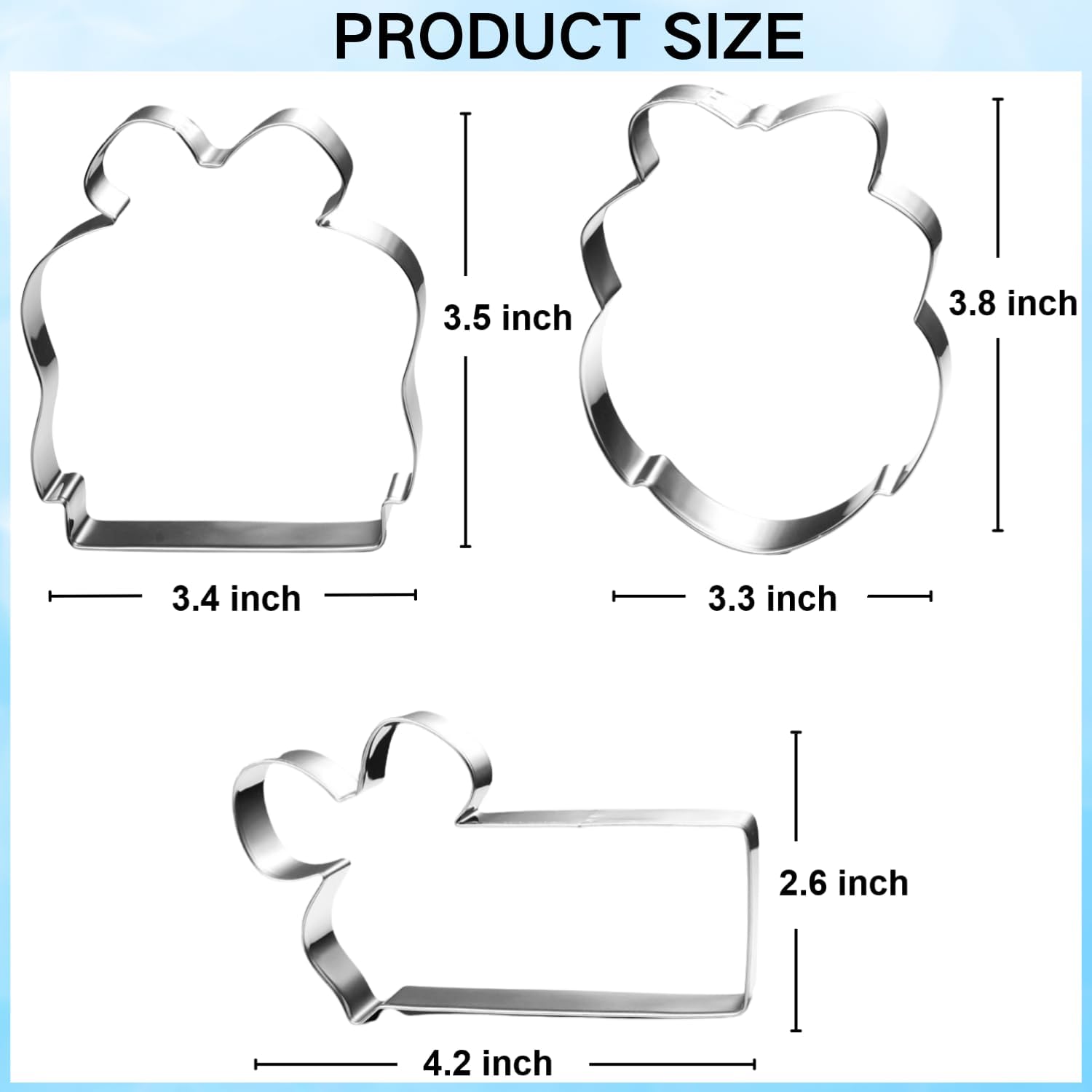 Large Plaque Cookie Cutter Set with Bow- 4 Inch-Square, Oval, Retangle-Dishwasher Safe - Perfect for Baby Shower, Birthday, Wedding, Graduation, and Holiday Cookies