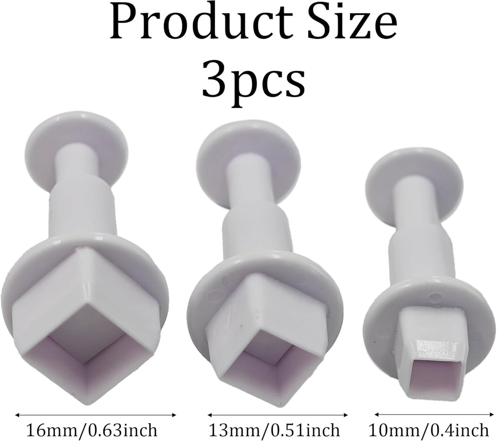 pson 3Pcs Plunger Cookie Cutter Set, Mini Plastic Biscuit Molds for Cake Decorating, Baking, Fondant, and DIY Crafts(Square)
