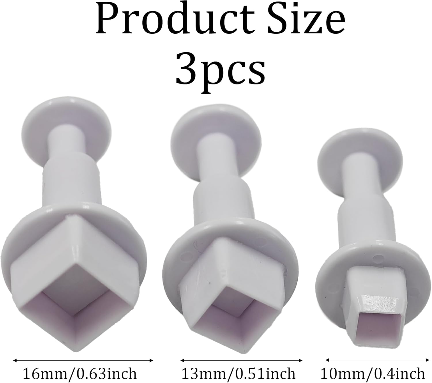 pson 3Pcs Plunger Cookie Cutter Set, Mini Plastic Biscuit Molds for Cake Decorating, Baking, Fondant, and DIY Crafts(Square)