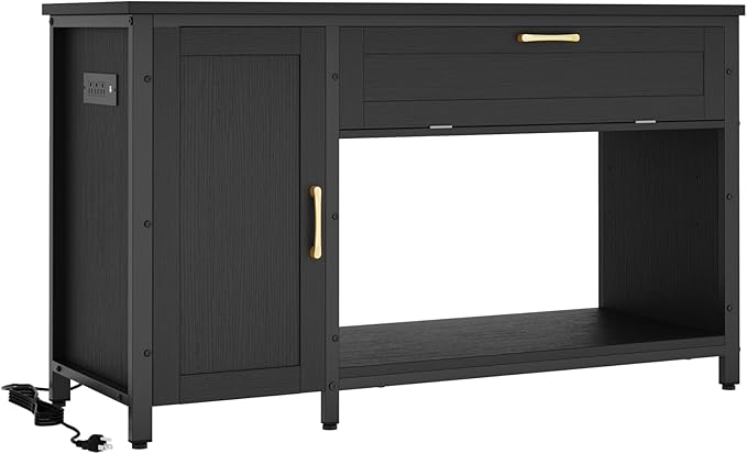 Bestier 55-75 Gallon Fish Tank Stand with Power Outlet&LED Light, 49x19 Heavy-Duty Metal Aquarium Stand with Cabinet&Drawer for Accessories Storage, Suit for Reptile/Turtle Terrarium, 726Lbs Capacity-PawvioPets