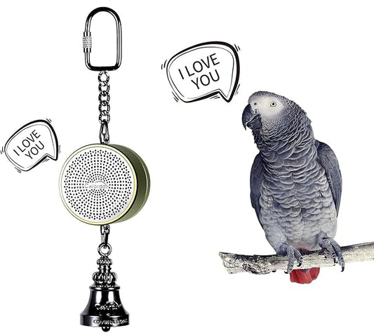 Colorday Bird Toys Parrot Talking Coach & Interactive Voice Bell for Parakeet, African Grey, Amazon Parrots, Quaker, Cockatiel, Conure (Green)-PawvioPets