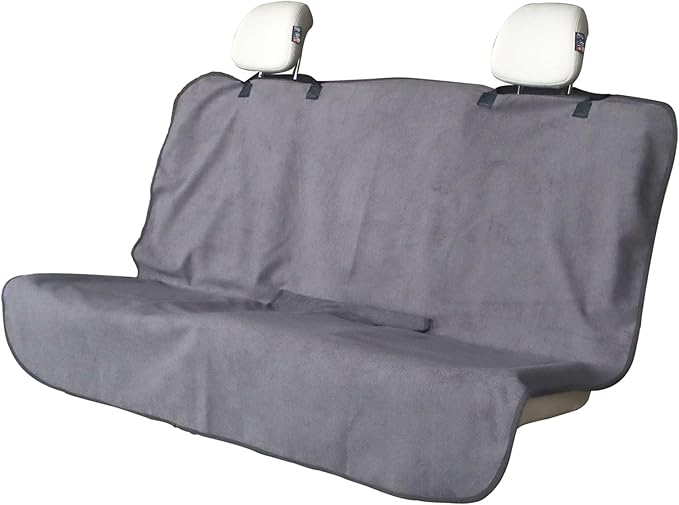 Back Seat Cover for Car Trucks Van SUV,Waterproof Rear Bench Towel Seat Covers for Dogs and Kids,Automotive Backseat Protector (Grey)-PawvioPets